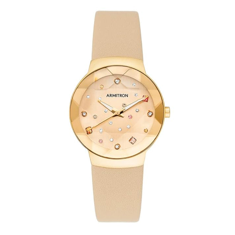 Armitron 75/5748CHGPTP Ringlet Genuine Crystal Accented Leather Strap Women's Watch