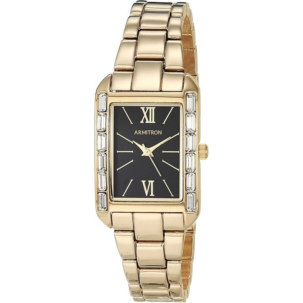 Armitron Women's Genuine Crystal Accented Gold-Tone Bracelet Watch, 75/5764BKGP