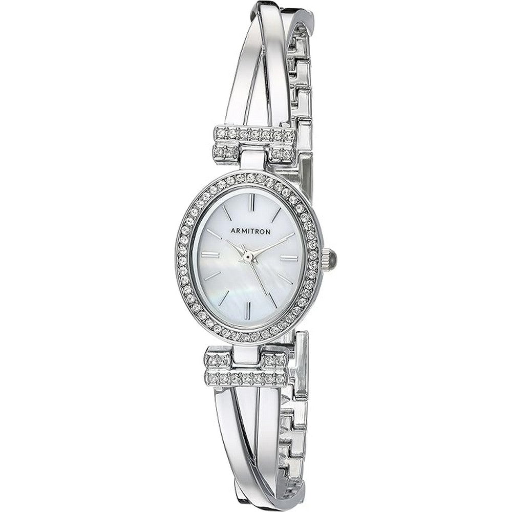 Armitron 75/5381MPSVST Women's Genuine Crystal Accented Bangle Watch and Bracelet Set,