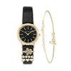 Armitron 75/5759BKGPST Swarovski Accented Leather Strap Women's Watch SET ARMITRON