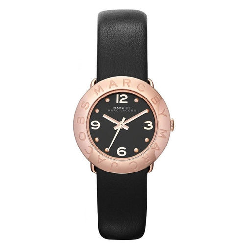Marc Jacobs MBM1227 Mini Rose Gold Tone Amy Black Dial Black Leather Women's Watch Marc Jacob