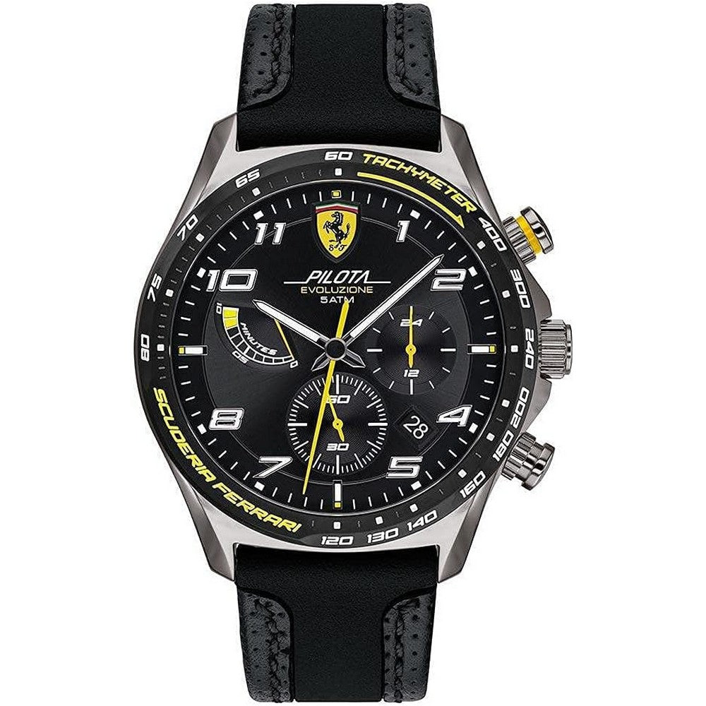 SCUDERIA Ferrari 0830718 Pilota Evo Quartz Leather Strap Men's Watch