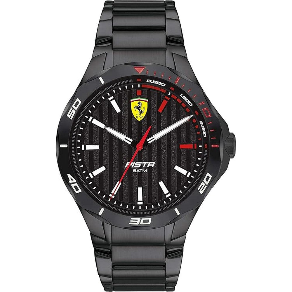 SCUDERIA Ferrari 0830763 Pista Quartz Stainless Steel Black Ion-Plated Steel Strap Men's Watch