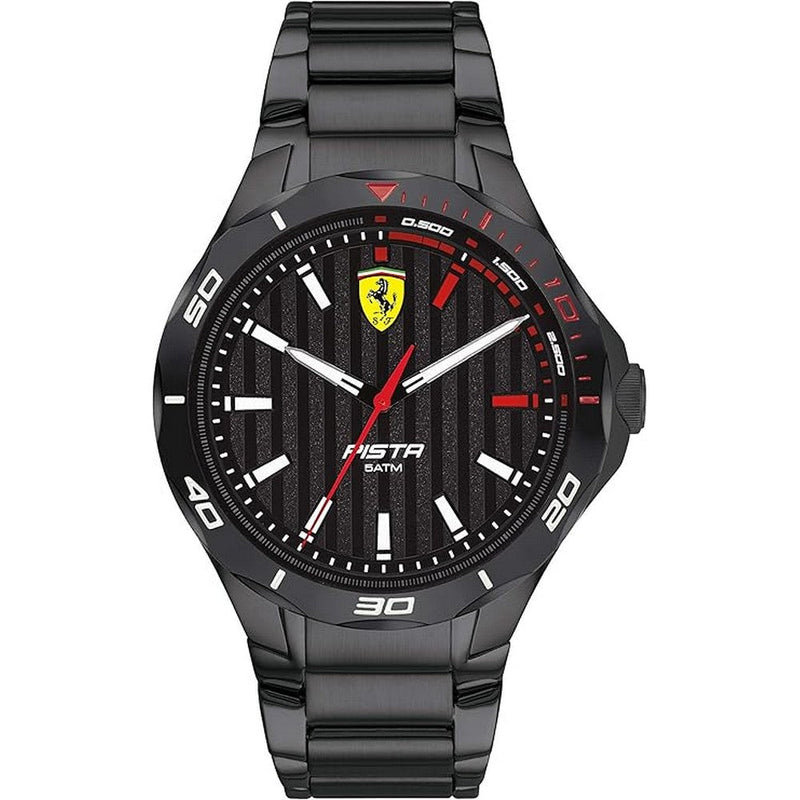 SCUDERIA Ferrari 0830763 Pista Quartz Stainless Steel Black Ion-Plated Steel Strap Men's Watch Ferrari