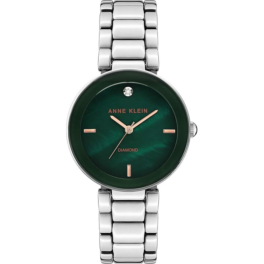 Anne Klein AK/1363GNSV Japanese Quartz Diamond Dial Women's Watch