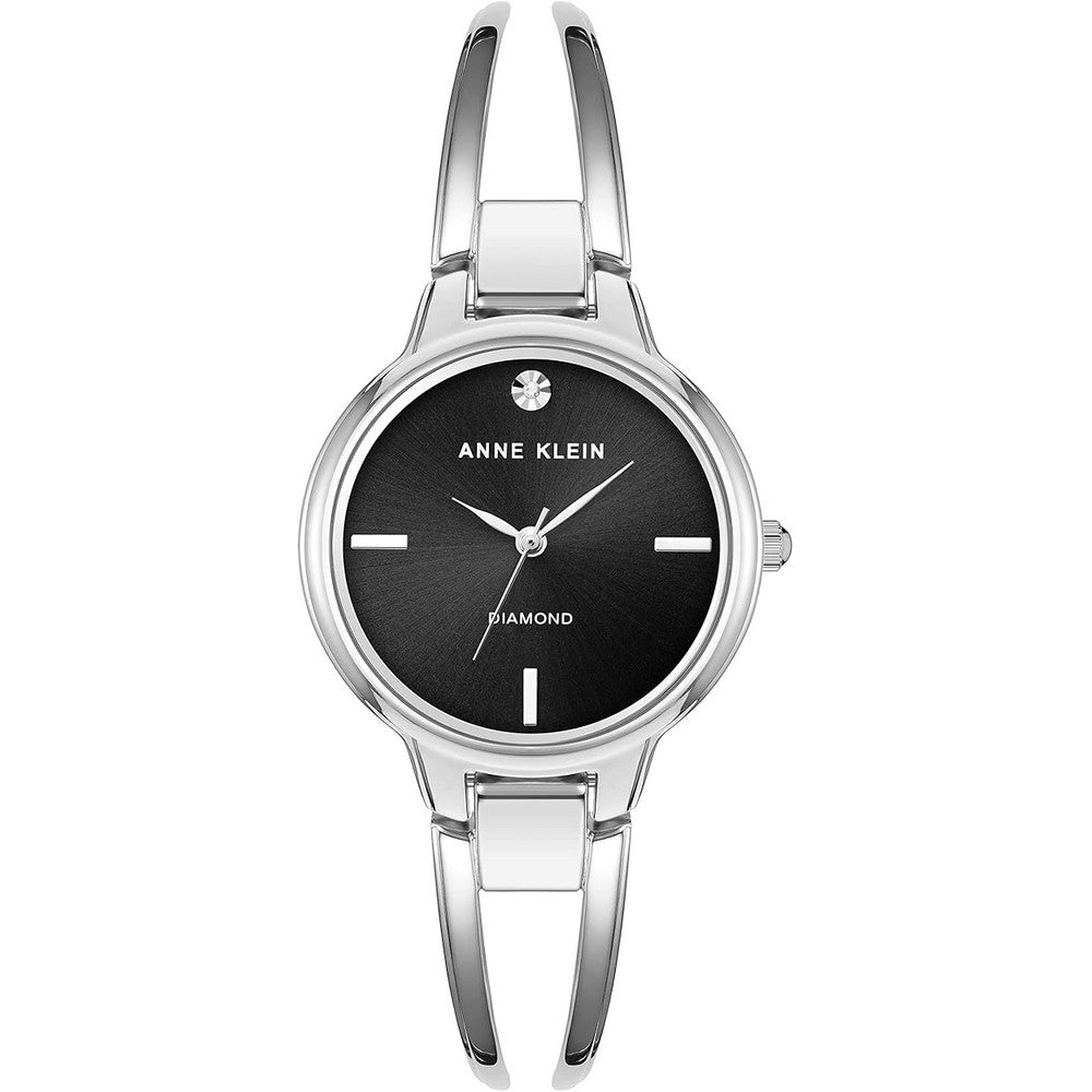 Anne Klein AK/2627BKSV Black Diamond Dial Analog Quartz Women's Watch