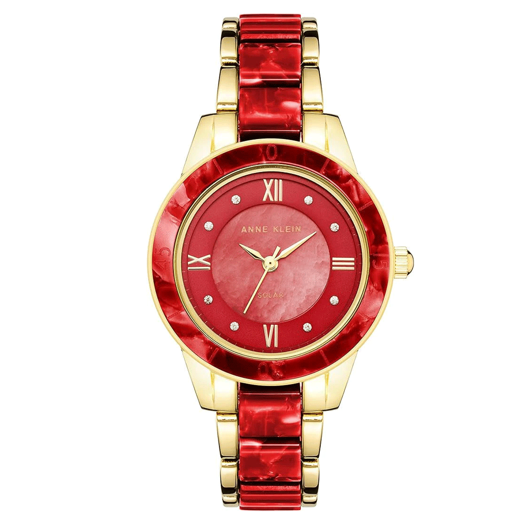 Anne Klein AK/3610GPRD Red Dial Analog Quartz Women's Watch