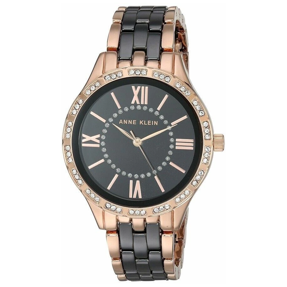 Anne Klein AK/3810BKRG Black Dial Analog Quartz Women's Watch