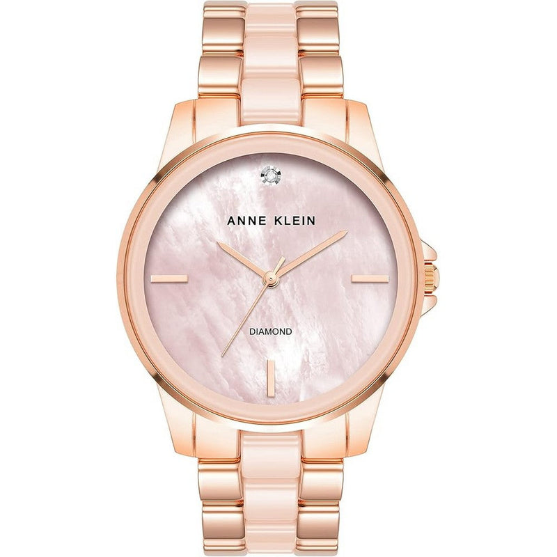 Anne Klein AK/4120BHRG Diamond Accented Ceramic Boyfriend Watch Anne Klein