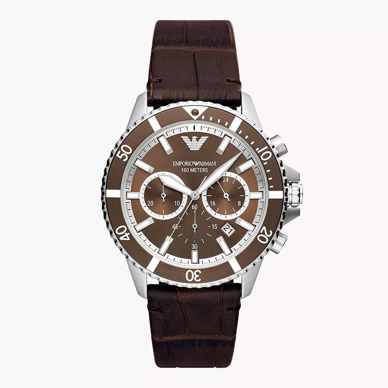 EMPORIO AR11486 ARMANI CHRONOGRAPH BROWN LEATHER WATCH Emporio Armani