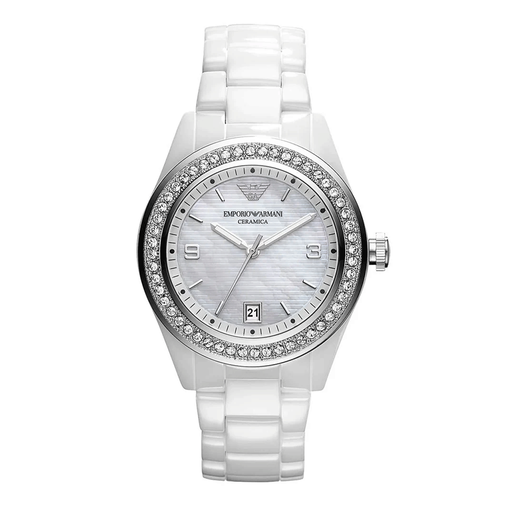Emporio Armani Cermaica Mother of Pearl Dial Women's Watch AR1426