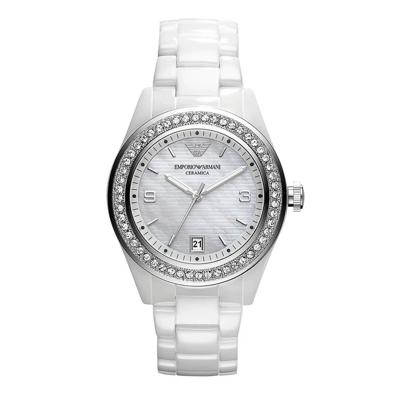 Emporio Armani Cermaica Mother of Pearl Dial Women's Watch AR1426