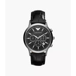 Emporio Armani AR2447 Men's Three-Hand Date Black Leather Watch