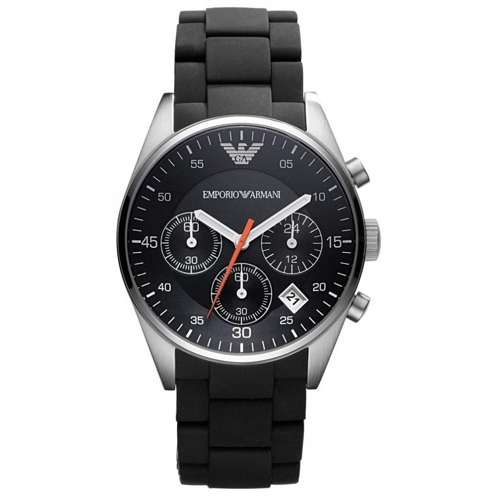 Emporio Armani AR5858 Sport Silicone wrapped Chronograph Black Dial Men's Watch