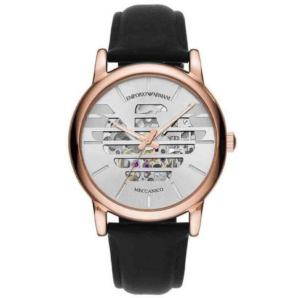 Emporio Armani Luigi Automatic Silver Skeleton Dial Men's Watch  AR60031