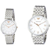 Emporio Armani Silver Dial Men's and Women's Watch Set AR80014 Emporio Armani