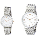 Emporio Armani Silver Dial Men's and Women's Watch Set AR80014 Emporio Armani