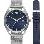 Emporio Armani Three-Hand Date Stainless Steel Mesh Watch and Interchangeable Strap Set AR80054 Emporio Armani