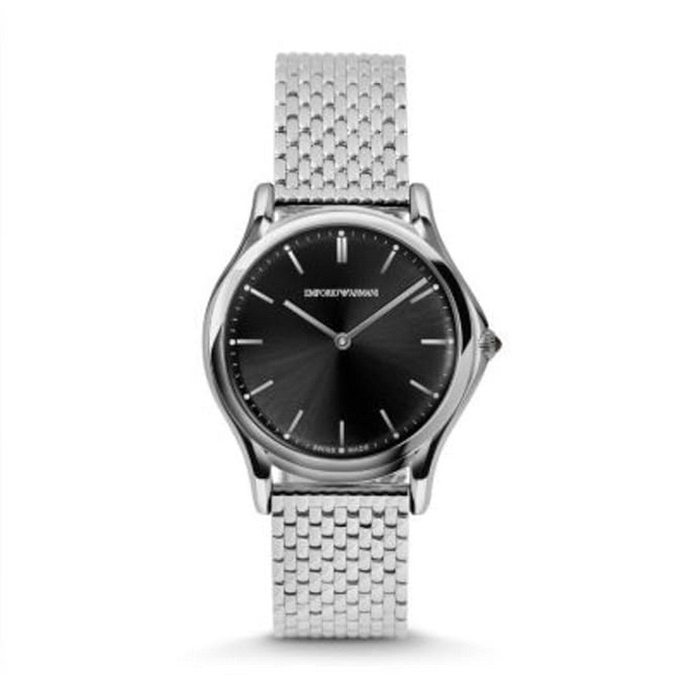 Emporio Armani Swiss Quartz Stainless Steel Black Dial Dress Unisex Watch ARS2005