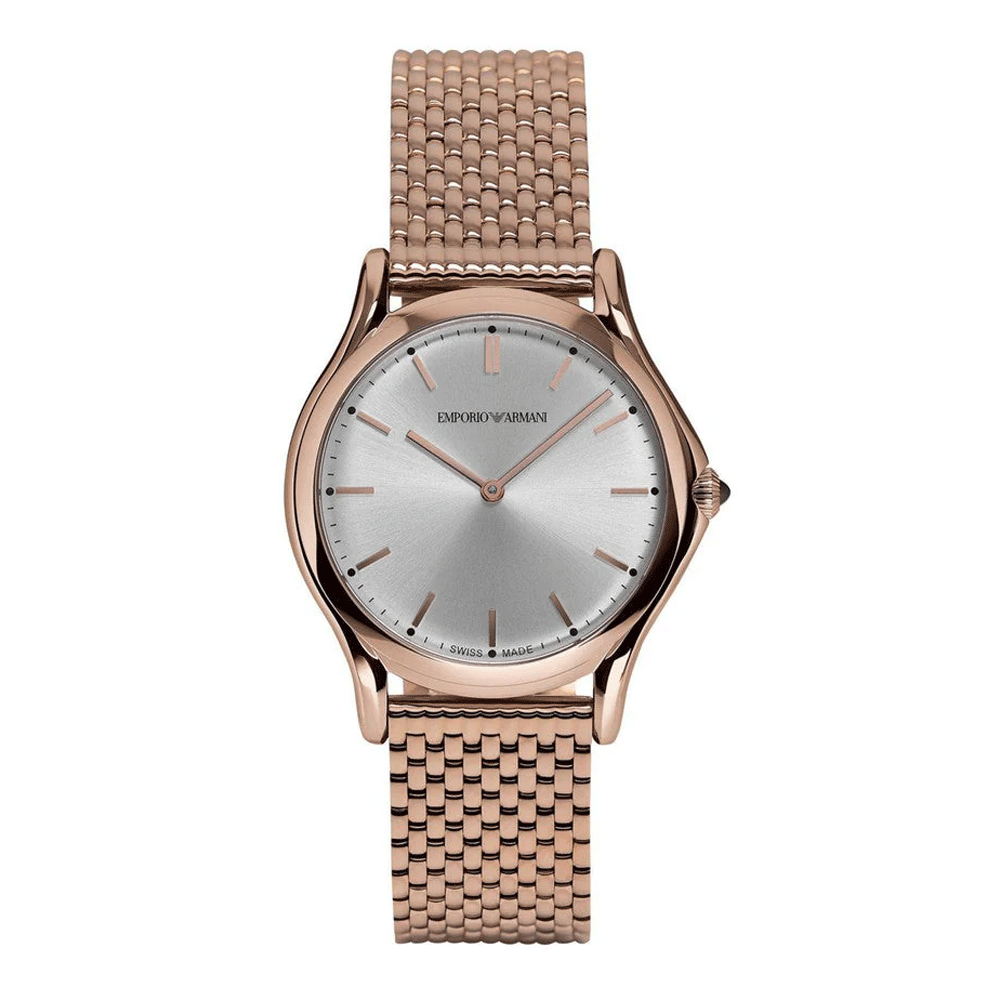 Emporio Armani Swiss Rose Gold Silver Dial Round Classic Women Watch ARS2013