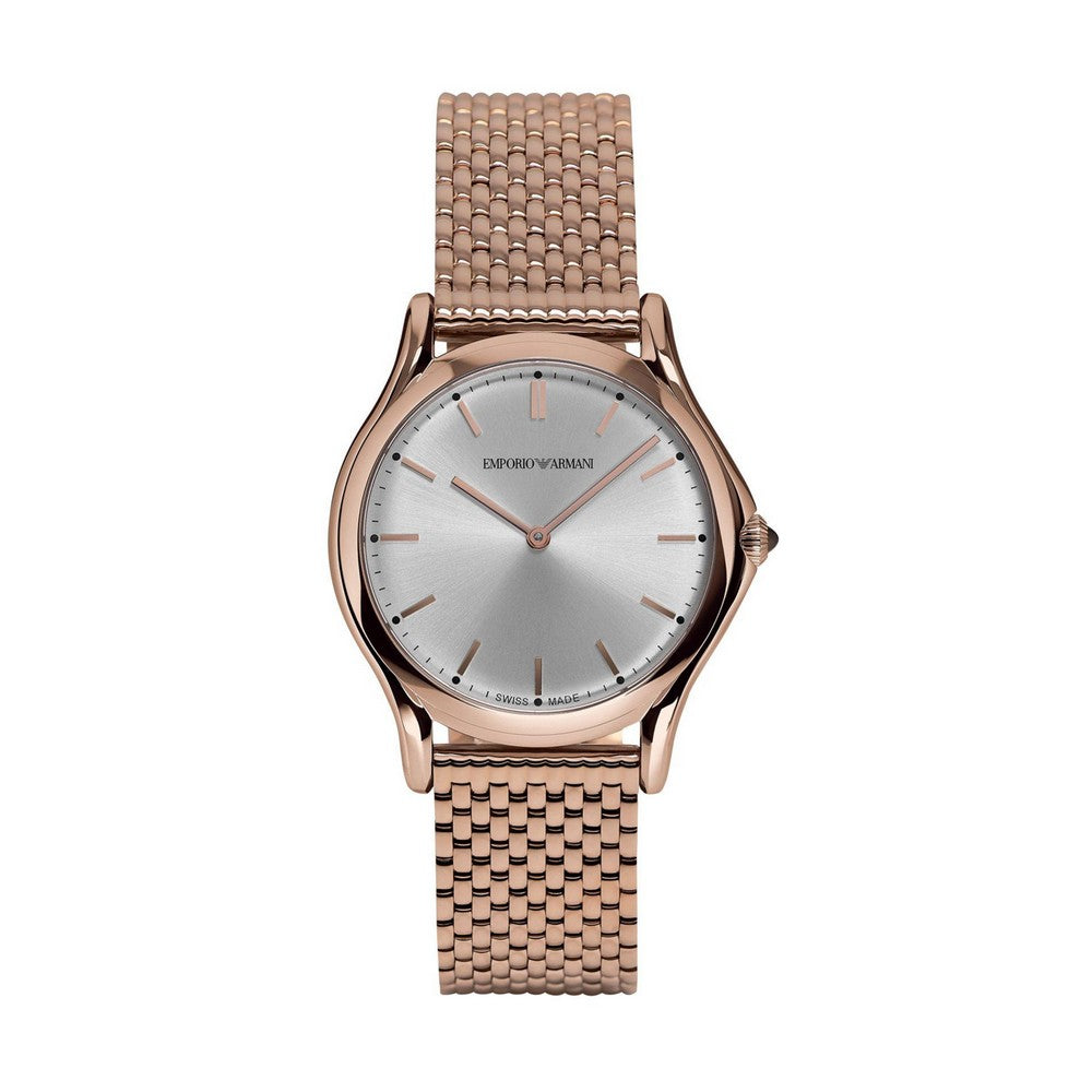 Emporio Armani Swiss ARS2013 Rose Gold Silver Dial Round Classic Women Watch
