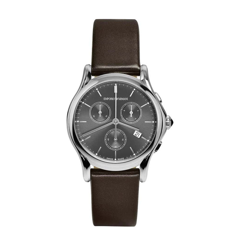 Emporio Armani Swiss ARS6000 Quartz Stainless Steel  Brown Leather Dress Men's Watch