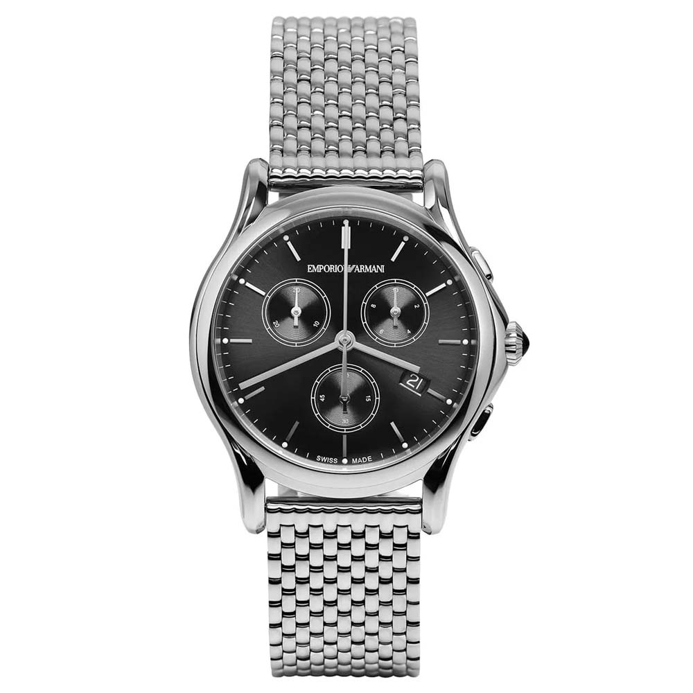 Emporio Armani Swiss ARS6006 Chronograph Stainless Steel Black Dial Unisex Watch