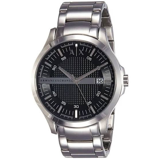 Armani Exchange Hampton Silver Stainless Steel Black Dial Quartz Watch for Gents - Ax-2103