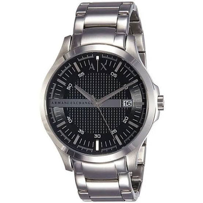 Armani Exchange Hampton Silver Stainless Steel Black Dial Quartz Watch for Gents - Ax2103