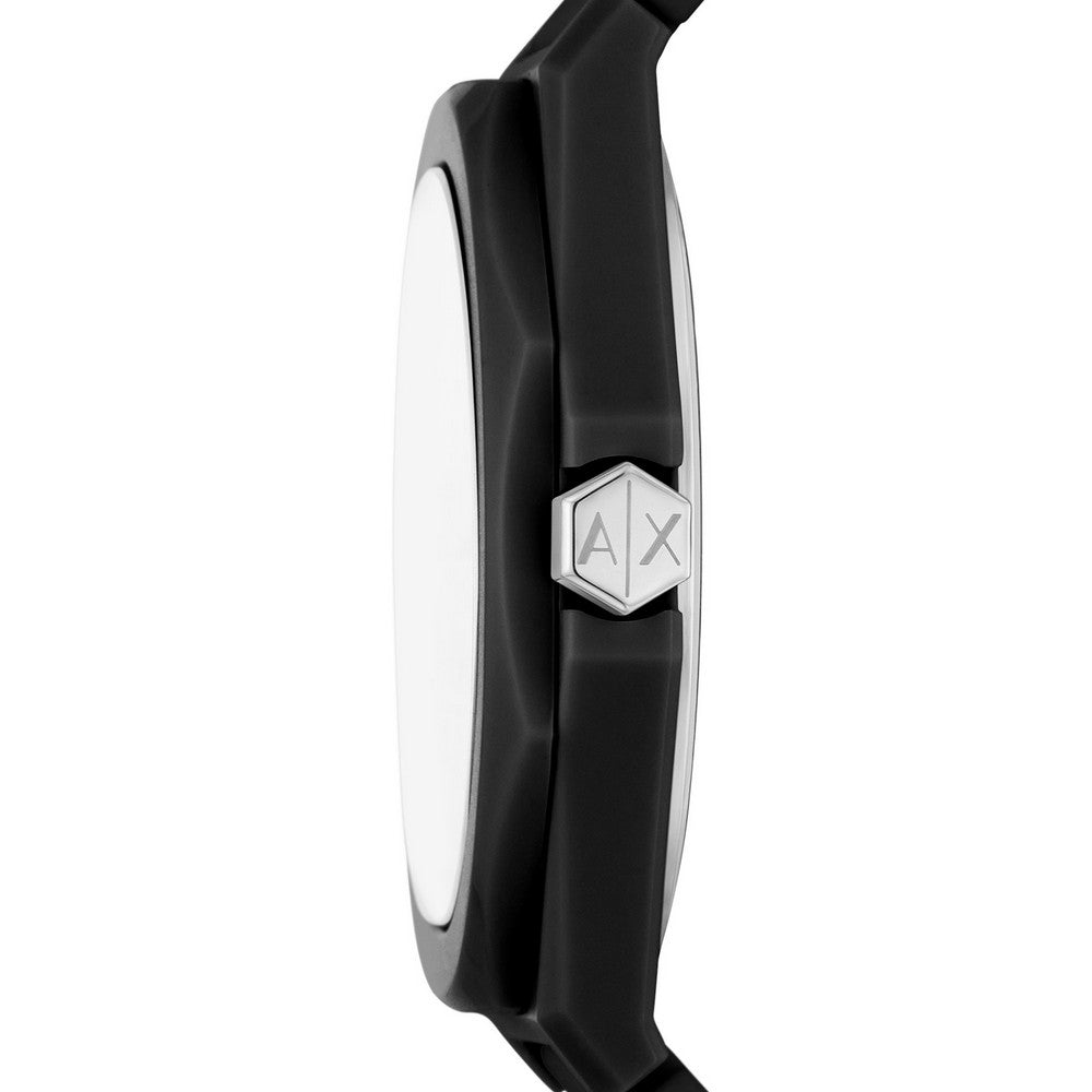 Armani Exchange AX7158SET Silicone Strap Black Dial Watch With Band