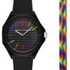 Armani Exchange AX7158SET Silicone Strap Black Dial Watch With Band