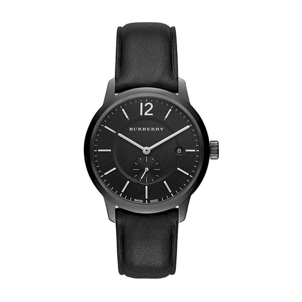 Burberry BU10003 Black Dial Black Leather Strap Quartz Men's Watch