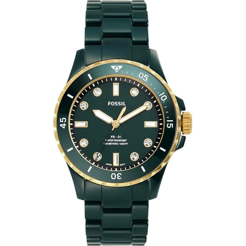 Fossil CE1124  Women's Dive Inspired Sports Watch with Stainless Steel Ceramic or Silicone Band Fossil