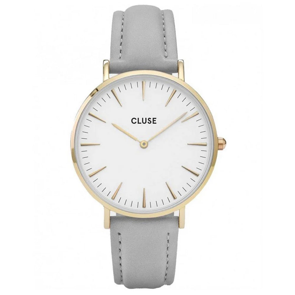 CLUSE CL18414 La Boheme White Dial Gray Leather Women's Watch Cluse