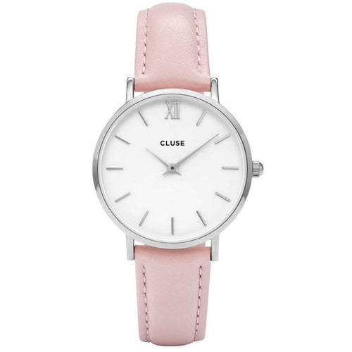 CLUSE CL30005 Minuit White Dial Pink Leather Women's Watch Cluse