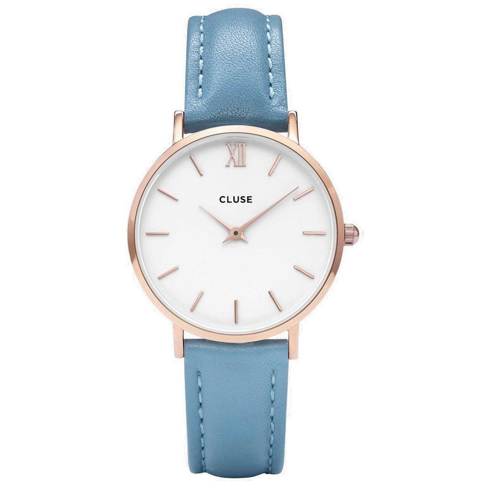 CLUSE CL30046 Minuit Rose Gold White Retro Blue Women's Watch