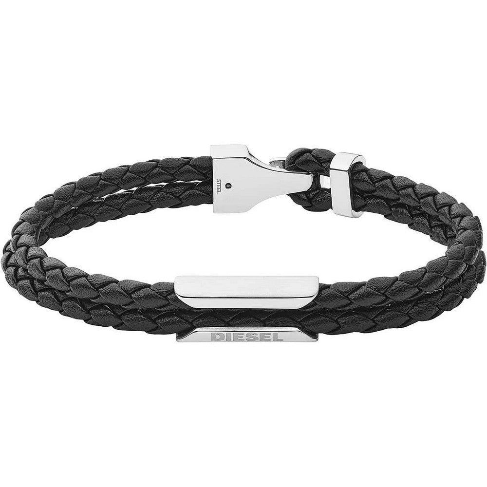 Diesel DX1247040 Men's Leather and Steel Bracelet