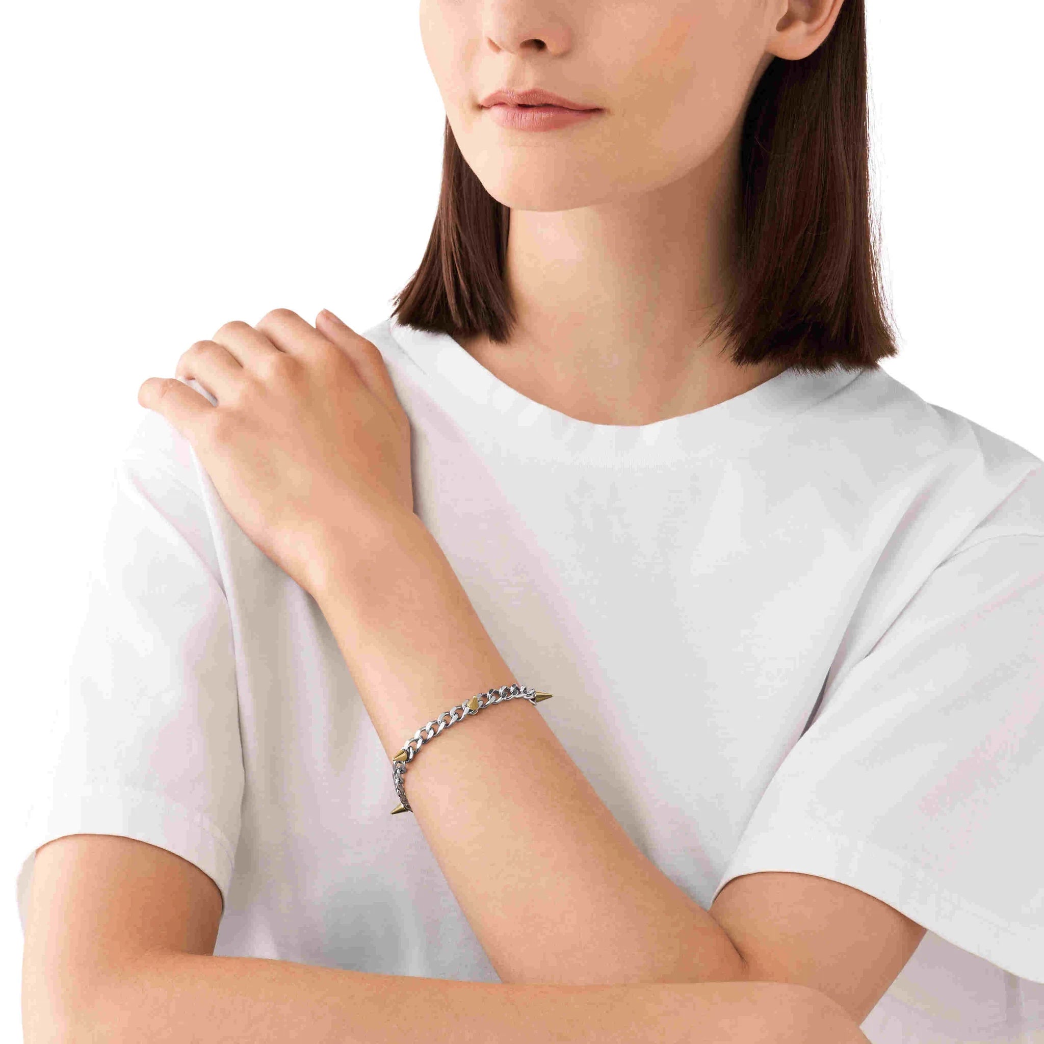 DIESEL DX1453931 Steel Two-Tone Stainless Steel Chain Men`s Bracelet