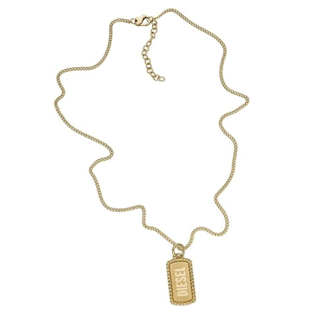 Diesel DX1456710 Gold-Tone Stainless Steel Dog Tag Necklace