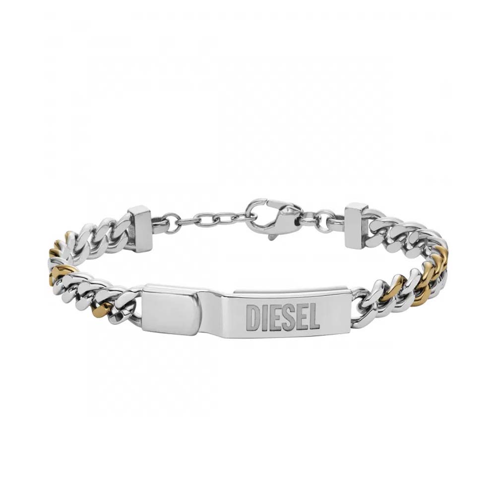 Diesel DX1457931 Two-Tone Stainless Steel ID Chain Bracelet for Men