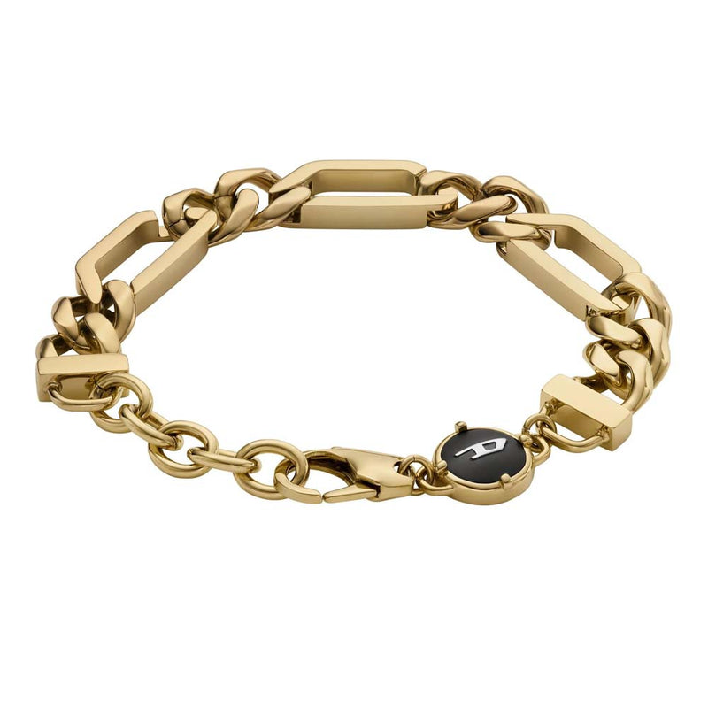 Diesel DX1471710 Steel Gold-Tone Stainless Steel Chain Men`s Bracelet