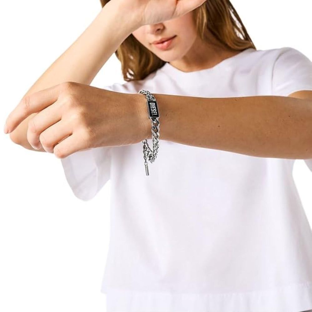 Diesel Men's Steel Silver Stainless Steel Bracelet, DX1513040