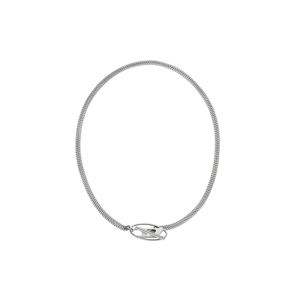 Diesel DX1534040 Oval D Logo Double Chain Necklace