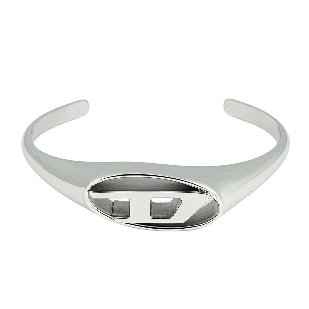 Diesel DX1597040 Men's Oval D Logo Silver Stainless Steel Bracelet