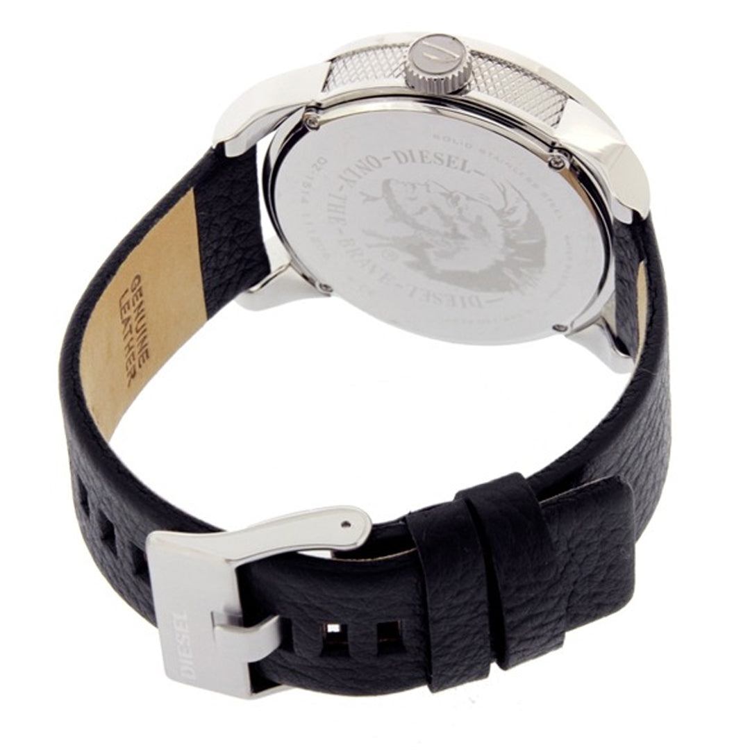 Diesel DZ1514 Double Down Black Leather Men's Watch with Black Dial