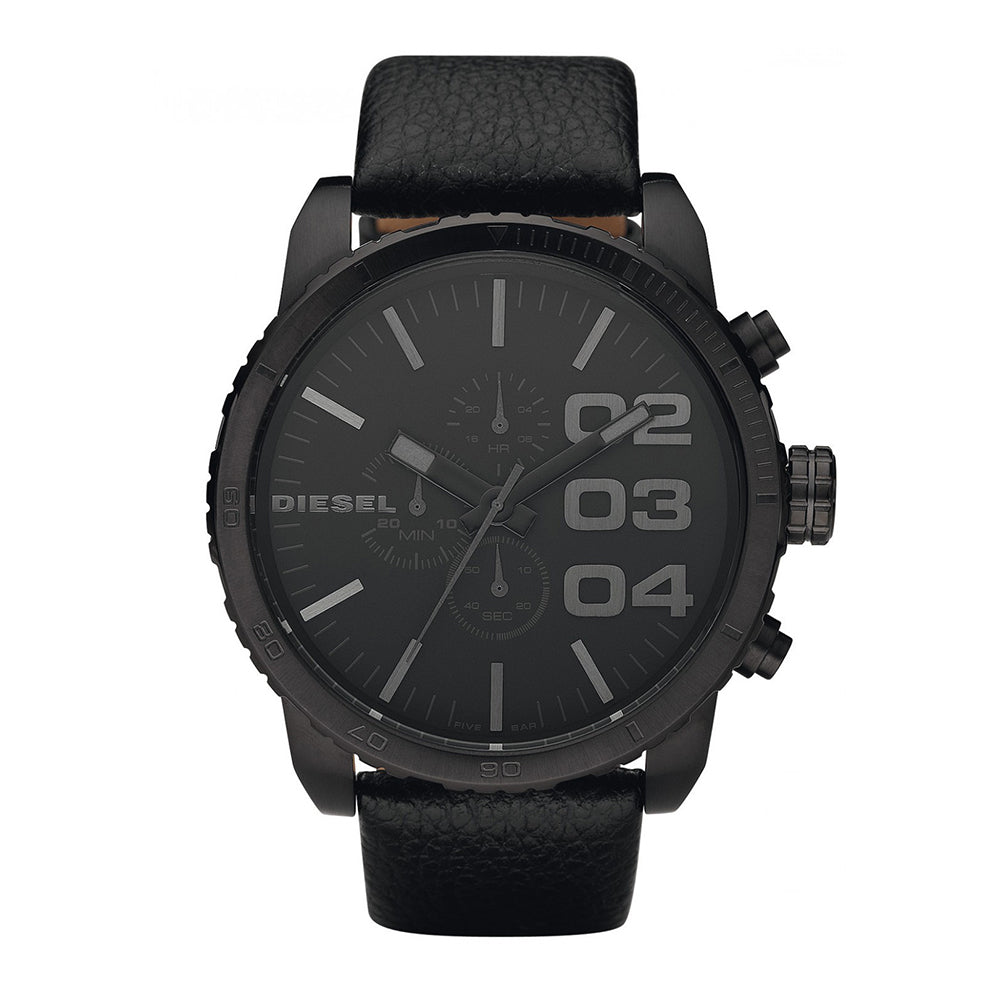 DIESEL DZ4216 Double Down Chronograph Black Leather Men's Watch Diesel