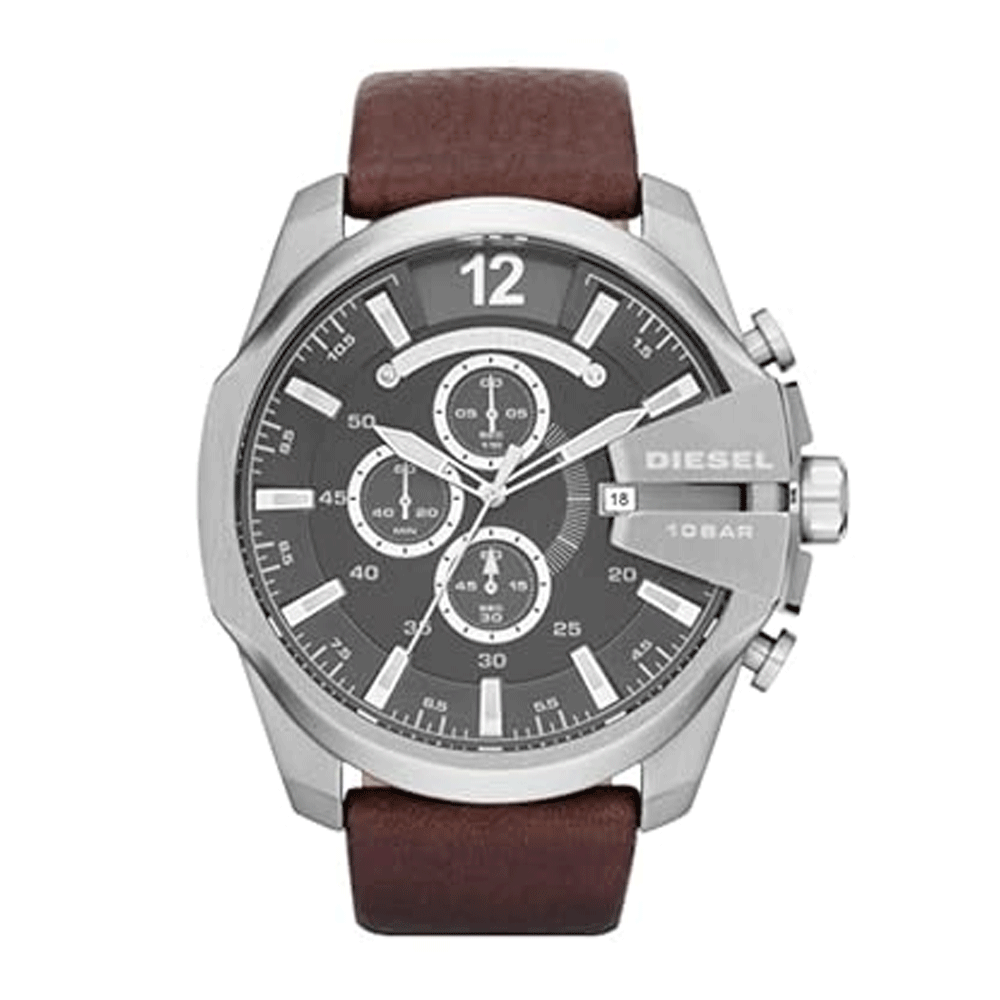 Diesel DZ4290 Mega Chief Chronograph Brown Leather Men's Watch - 51mm