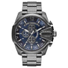 Diesel DZ4329 Mega Chief chronograph Blue Dial Analog Stainless Steel Men's Watch Diesel