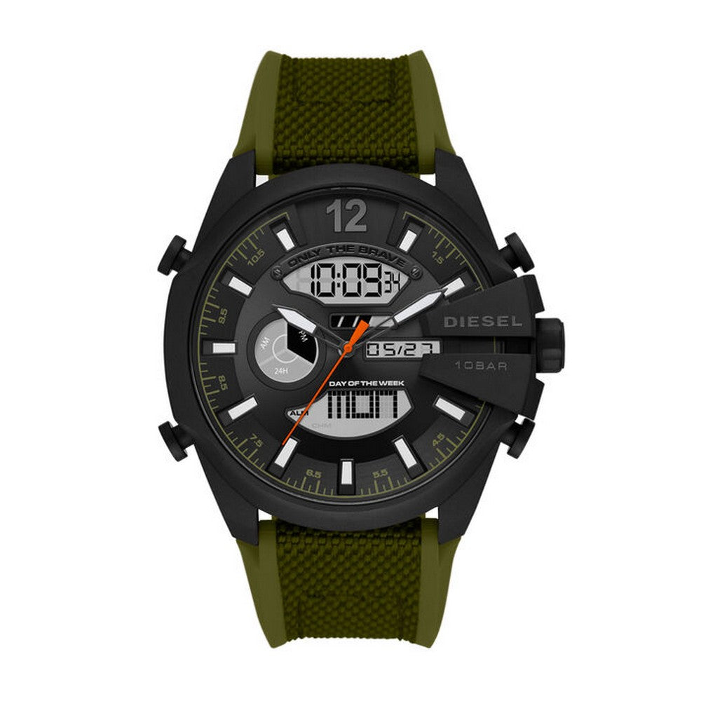 DIESEL DZ4549 Mega Chief Analogue Digital Green Nylon and Silicone Men's Watch Diesel