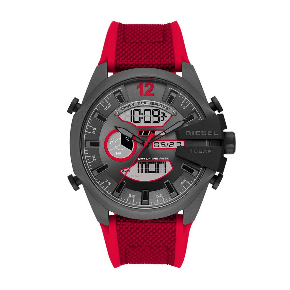 DIESEL DZ4551 Mega Chief Analogue Digital Red Nylon and Silicone Men's Watch